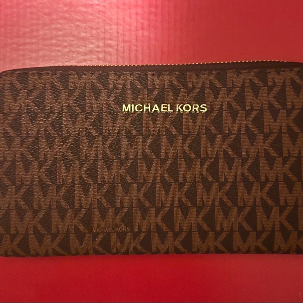 MK Brown and Gold Logo Wallet fantasy